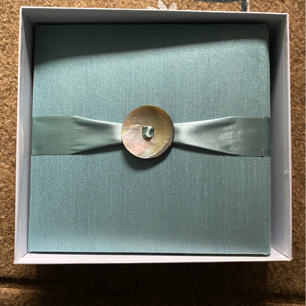Teal HOM photo album with pearl detail